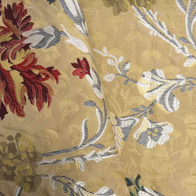 生地・モンミラーユ（クリーム）グレードAシルク100% – ジャカード織 – ルイ15世アーカイブロココ様式
