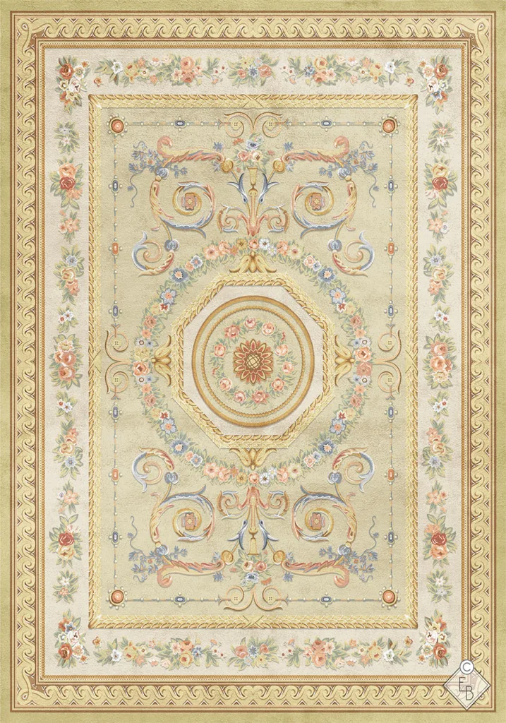 手織りラグ・シルクウール《ボー・セジュール》140 x 200 cm – ルイ16世時代アーカイブ