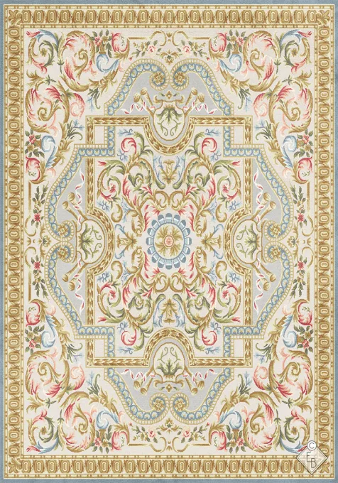 手織りラグ・シルクウール《ラ・トゥール》140 x 200 cm – ルイ16世時代アーカイブ